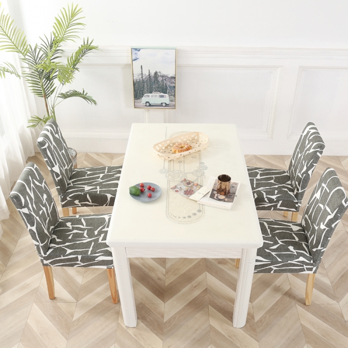 91家纺网 家纺一手货源 找家纺 兴妮雅家纺 2020新款弹力布椅子套一只 6印象派-浅灰