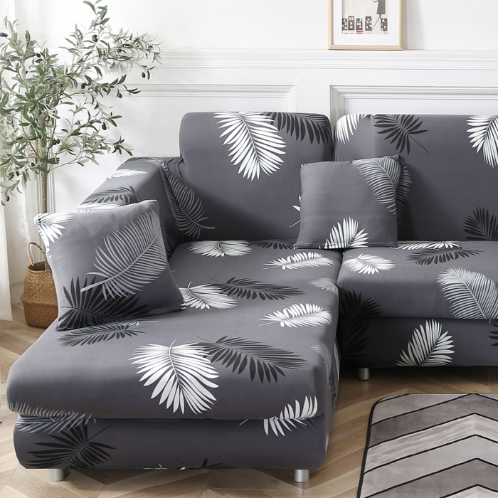 91家纺网 家纺一手货源 找家纺 兴妮雅家纺 2020新款贵妃风格沙发套 黑羽叶