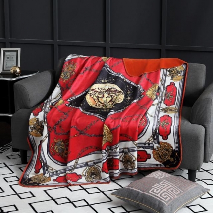 91家纺网 家纺一手货源 找家纺 （总）锦狐绒潮牌毛毯大牌风爱马仕空调毛毯一条定制高端礼品毛毯