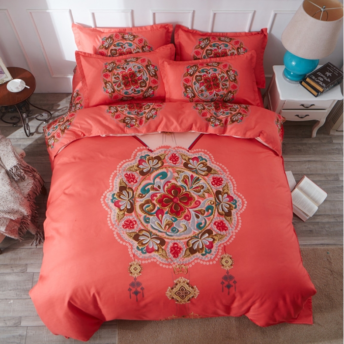 91家纺网 家纺一手货源 找家纺 诗洋洋家纺 大版加厚磨毛四件套床单款 富贵花颜