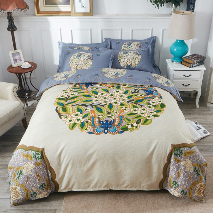 91家纺网 家纺一手货源 找家纺 诗洋洋家纺 大版加厚磨毛四件套床单款 花间意