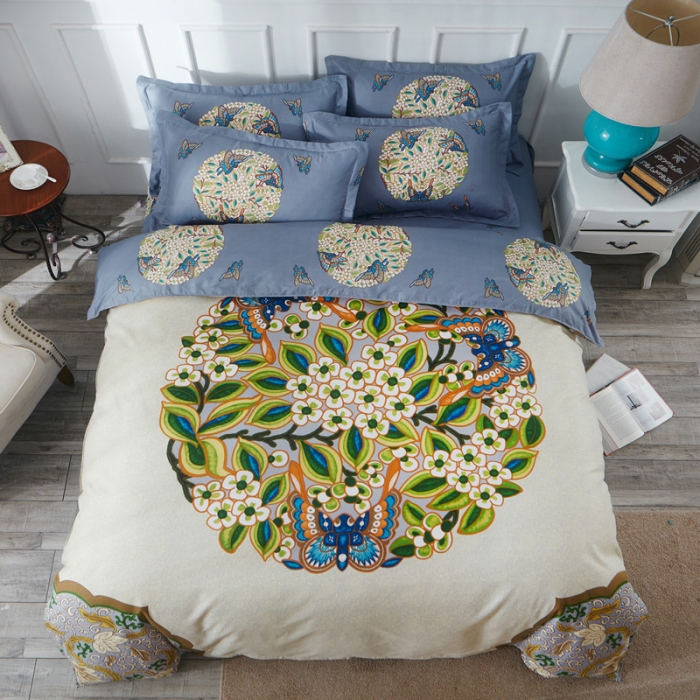 91家纺网 家纺一手货源 找家纺 诗洋洋家纺 大版加厚磨毛四件套床单款 花间意