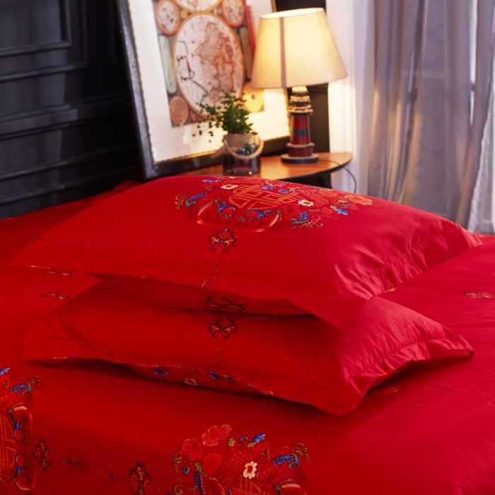 91家纺网 家纺一手货源 找家纺 诗洋洋家纺 大版加厚磨毛四件套床单款 家有喜事