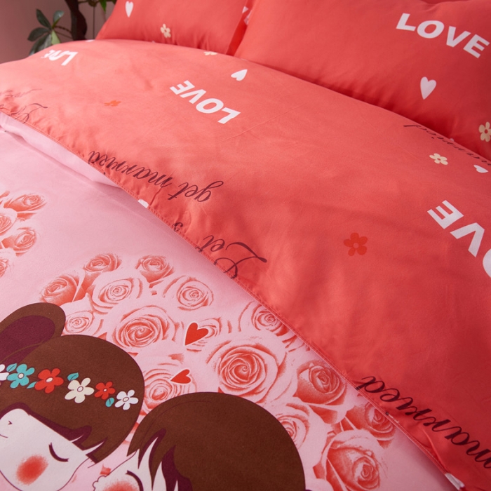 91家纺网 家纺一手货源 找家纺 诗洋洋家纺 大版加厚磨毛四件套床单款 两小无猜