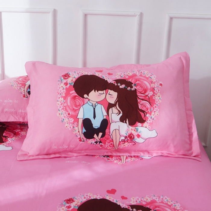 91家纺网 家纺一手货源 找家纺 诗洋洋家纺 大版加厚磨毛四件套床单款 情投意合