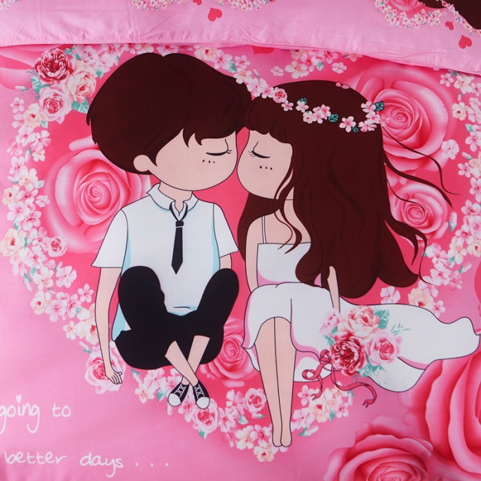 91家纺网 家纺一手货源 找家纺 诗洋洋家纺 大版加厚磨毛四件套床单款 情投意合