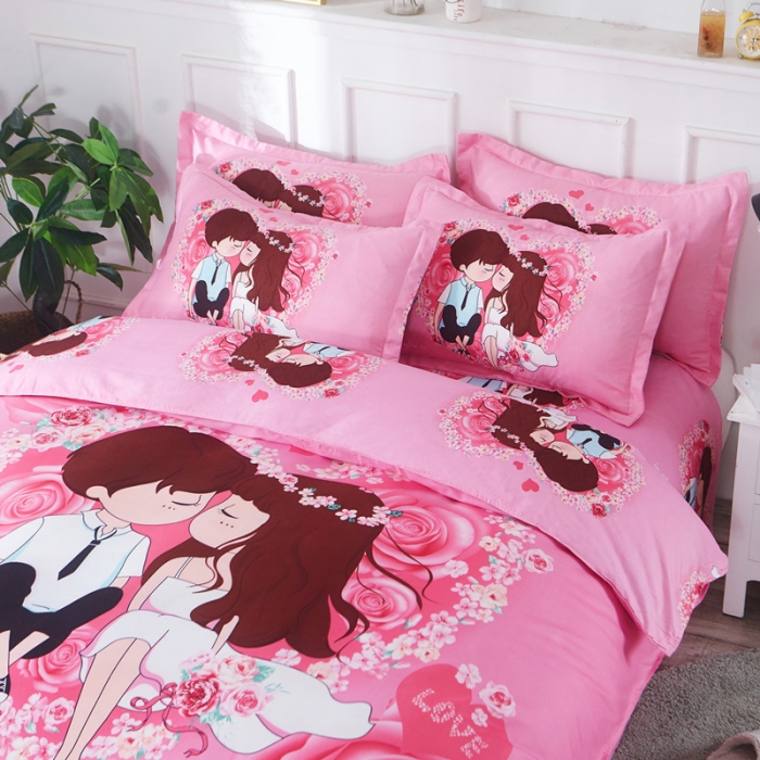 91家纺网 家纺一手货源 找家纺 诗洋洋家纺 大版加厚磨毛四件套床单款 情投意合