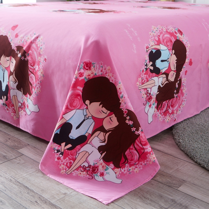 91家纺网 家纺一手货源 找家纺 诗洋洋家纺 大版加厚磨毛四件套床单款 情投意合