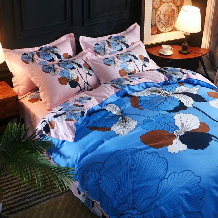 91家纺网 家纺一手货源 找家纺 诗洋洋家纺 大版加厚磨毛四件套床单款 香水百合