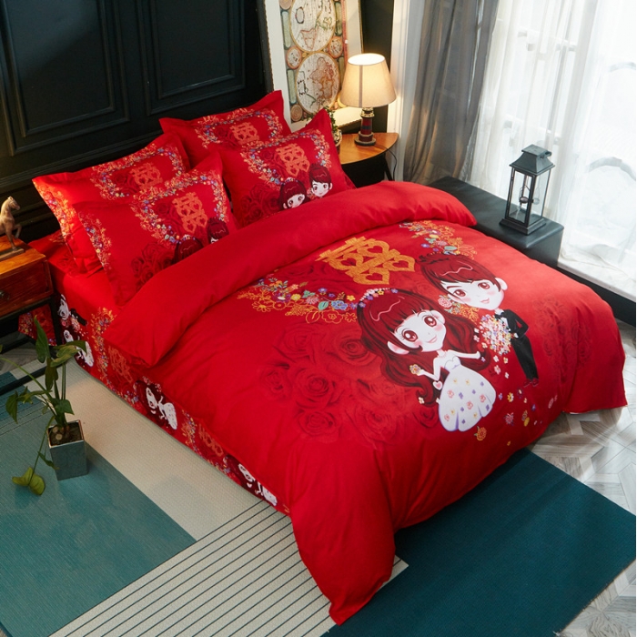 91家纺网 家纺一手货源 找家纺 诗洋洋家纺 大版加厚磨毛四件套床单款 钟爱一生