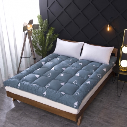 暖季家纺2021新款加厚 磨毛印花羽丝绒立体床垫  几何树