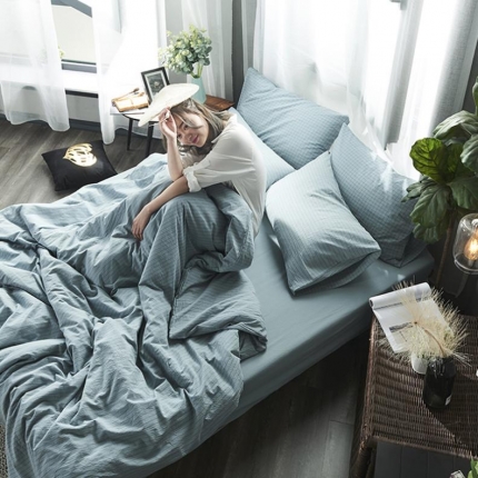 91家纺网 家纺一手货源 找家纺 （总）璞素 2019新款水洗棉四件套