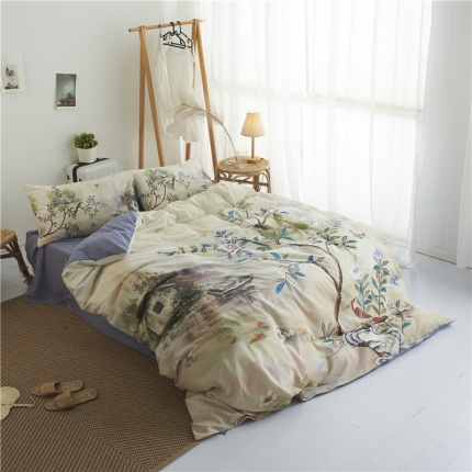 91家纺网 家纺一手货源 找家纺 （总）璞素 2019新款水洗棉数码印花套件