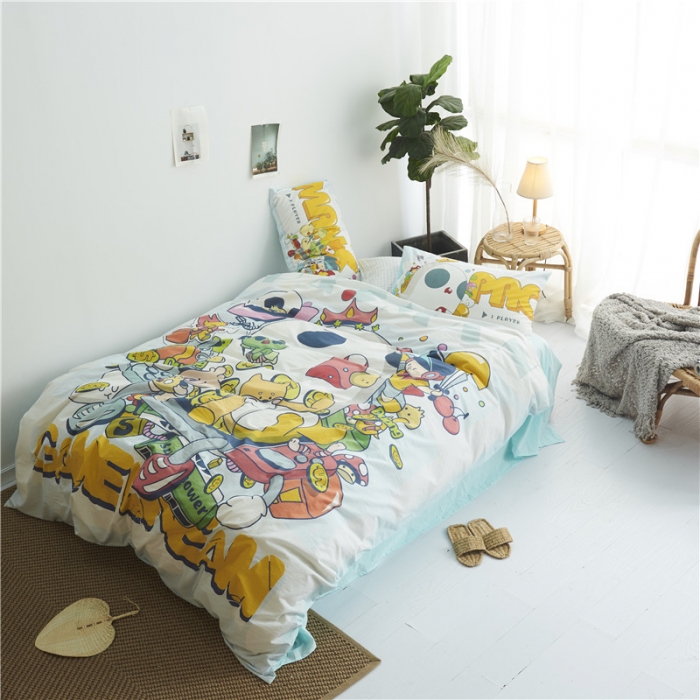 91家纺网 家纺一手货源 找家纺 璞素 2019新款水洗棉数码印花套件 疯狂吃豆人