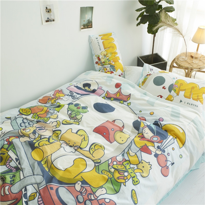 91家纺网 家纺一手货源 找家纺 璞素 2019新款水洗棉数码印花套件 疯狂吃豆人