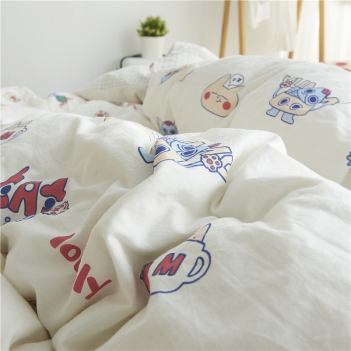 91家纺网 家纺一手货源 找家纺 璞素 2019新款水洗棉数码印花套件 猫奴套餐