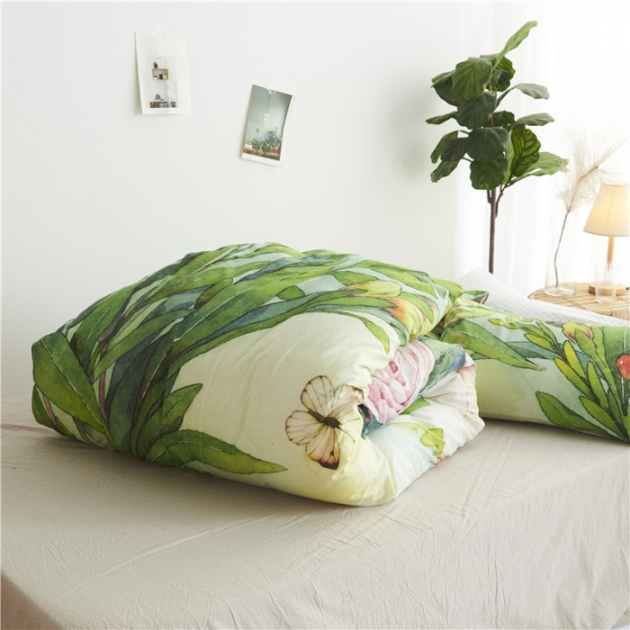 91家纺网 家纺一手货源 找家纺 璞素 2019新款水洗棉数码印花套件 喵语花香