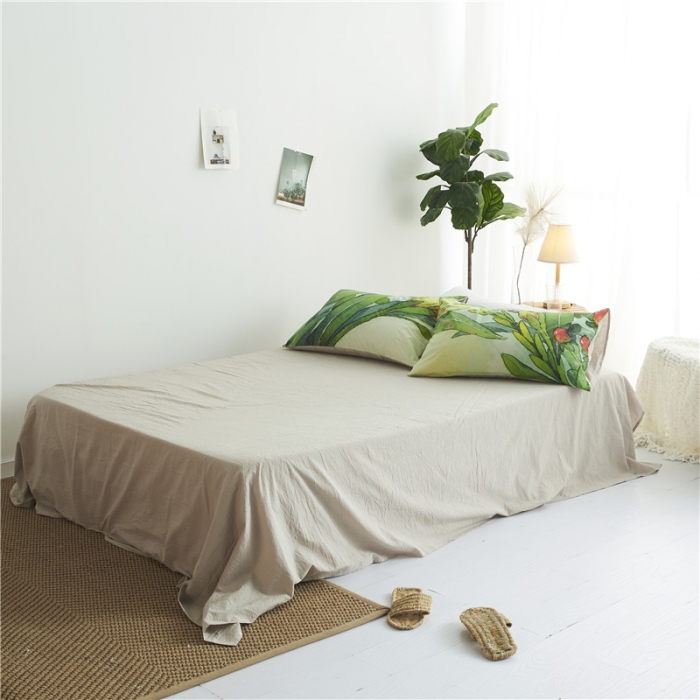 91家纺网 家纺一手货源 找家纺 璞素 2019新款水洗棉数码印花套件 喵语花香