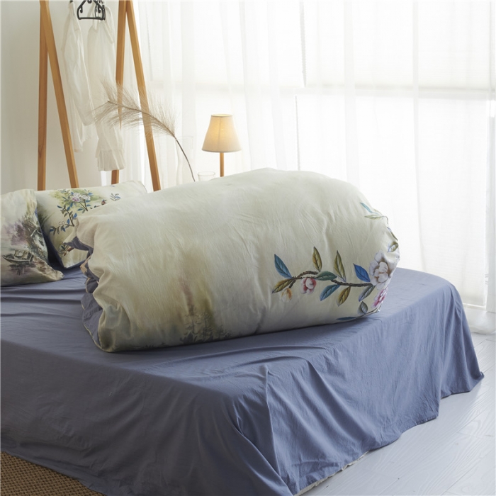 91家纺网 家纺一手货源 找家纺 璞素 2019新款水洗棉数码印花套件 水墨乡野