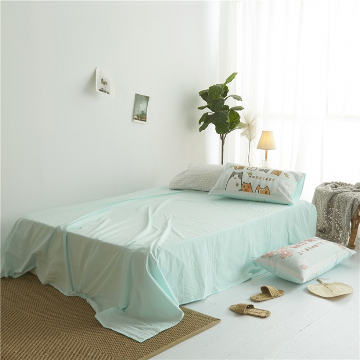 91家纺网 家纺一手货源 找家纺 璞素 2019新款水洗棉数码印花套件 樱花与猫