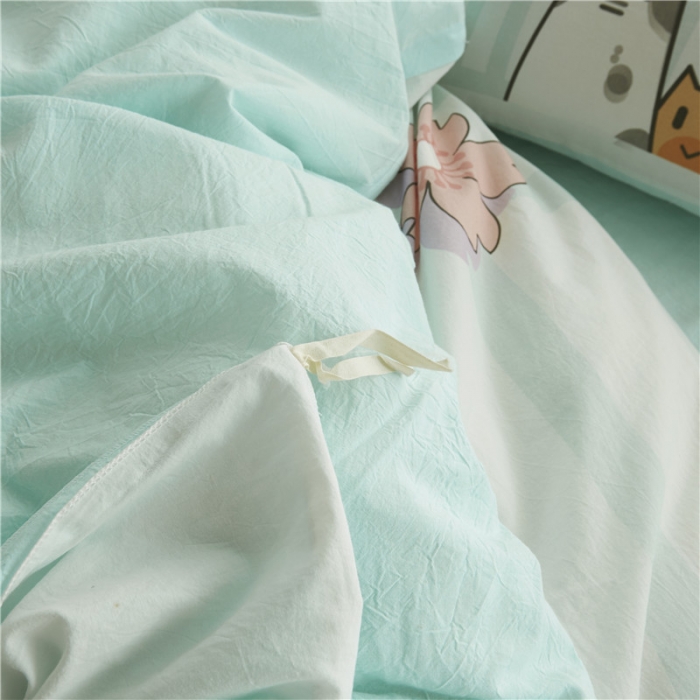 91家纺网 家纺一手货源 找家纺 璞素 2019新款水洗棉数码印花套件 樱花与猫