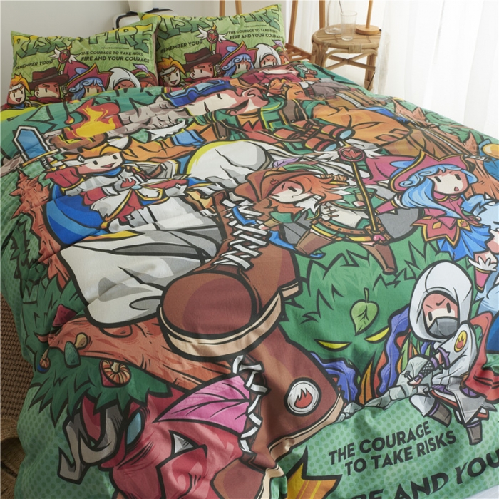 91家纺网 家纺一手货源 找家纺 璞素 2019新款水洗棉数码印花套件 勇气冒险之火