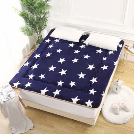 金乐源床垫 水晶绒直条美纹机包边床垫 蓝色星星
