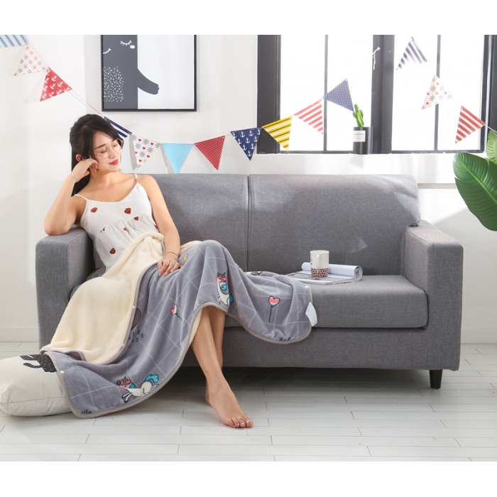 91家纺网 家纺一手货源 找家纺 （总）羋多家纺 双层（法莱绒+羊羔绒 ）多功能毯童毯披肩毯