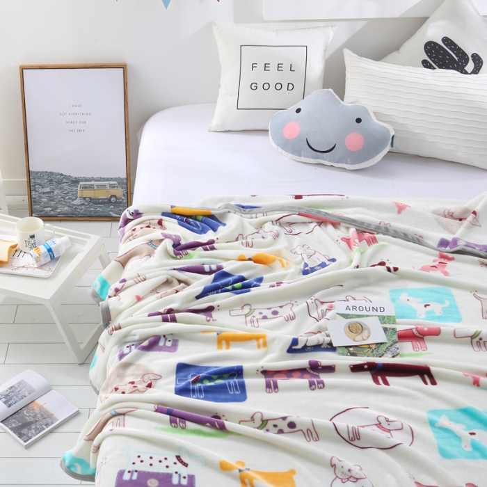 91家纺网 家纺一手货源 找家纺 羋多家纺 云貂绒毛毯童毯盖毯 狗狗物语