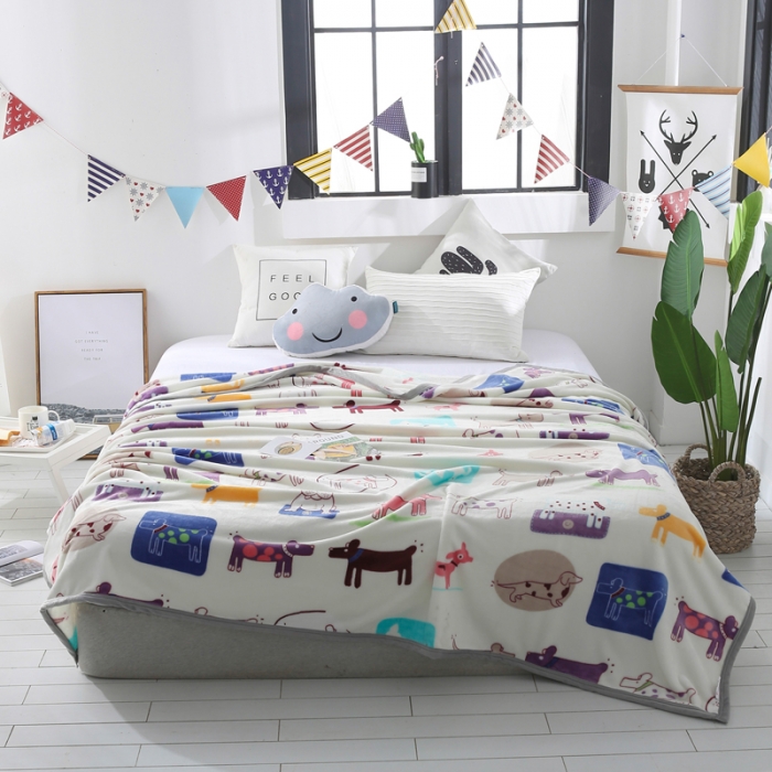 91家纺网 家纺一手货源 找家纺 羋多家纺 云貂绒毛毯童毯盖毯 狗狗物语