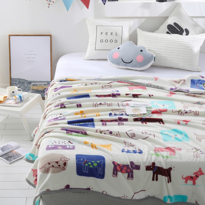 91家纺网 家纺一手货源 找家纺 羋多家纺 云貂绒毛毯童毯盖毯 狗狗物语