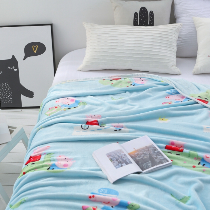 91家纺网 家纺一手货源 找家纺 羋多家纺 云貂绒毛毯童毯盖毯 小猪佩奇