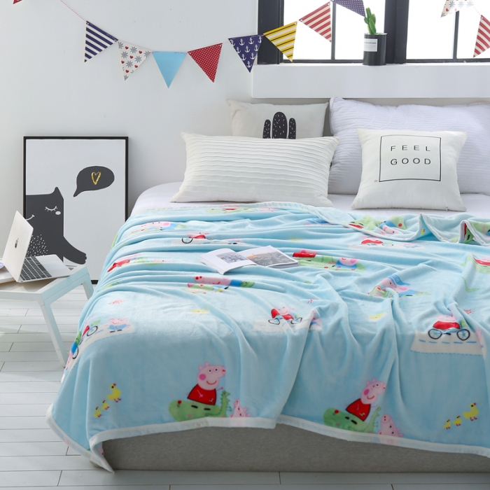 91家纺网 家纺一手货源 找家纺 羋多家纺 云貂绒毛毯童毯盖毯 小猪佩奇