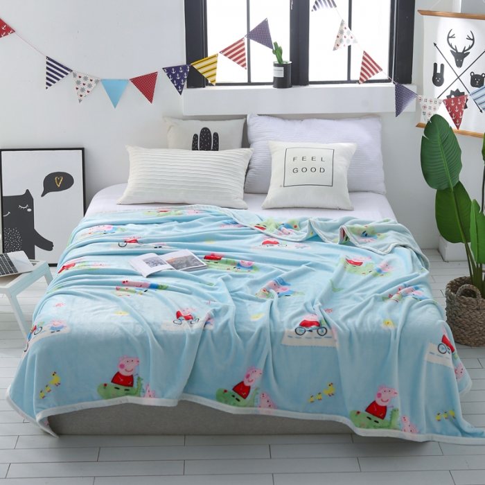 91家纺网 家纺一手货源 找家纺 羋多家纺 云貂绒毛毯童毯盖毯 小猪佩奇