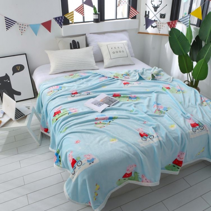 91家纺网 家纺一手货源 找家纺 羋多家纺 云貂绒毛毯童毯盖毯 小猪佩奇