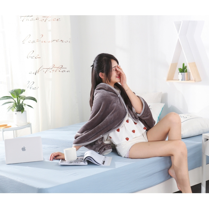 91家纺网 家纺一手货源 找家纺 羋多家纺 双层（法莱绒+羊羔绒 ）多功能毯童毯披肩毯 深灰