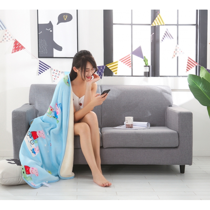 91家纺网 家纺一手货源 找家纺 羋多家纺 双层（法莱绒+羊羔绒 ）多功能毯童毯披肩毯 深咖