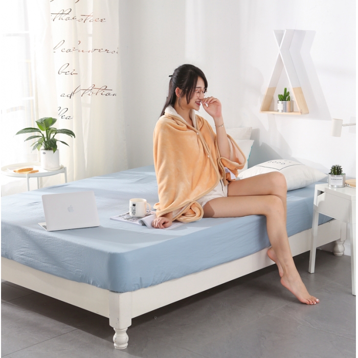 91家纺网 家纺一手货源 找家纺 羋多家纺 双层（法莱绒+羊羔绒 ）多功能毯童毯披肩毯 黄色