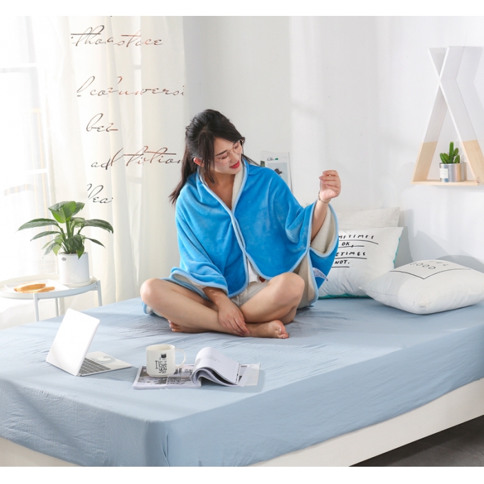 91家纺网 家纺一手货源 找家纺 羋多家纺 双层（法莱绒+羊羔绒 ）多功能毯童毯披肩毯 蓝色