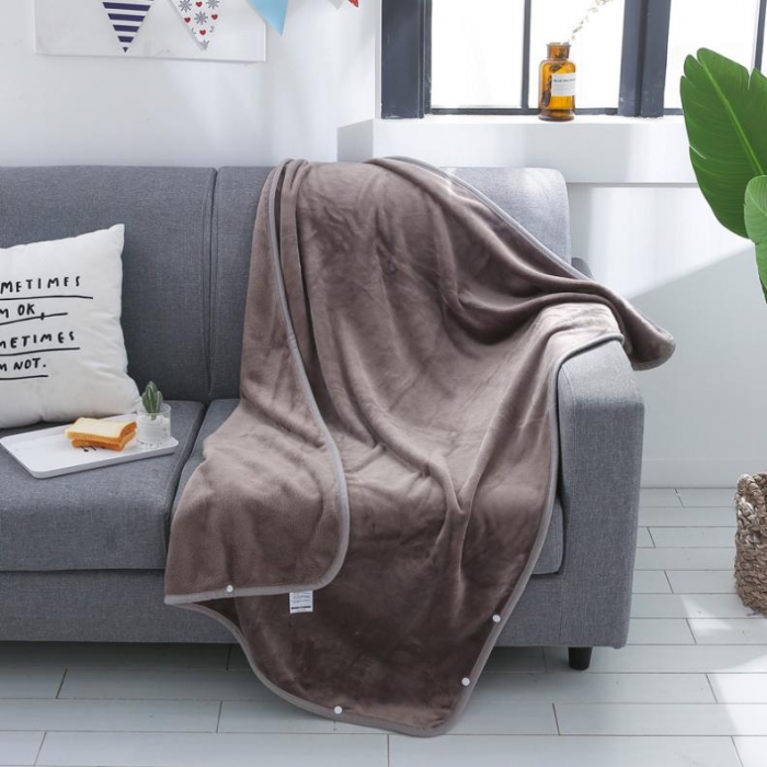 91家纺网 家纺一手货源 找家纺 羋多家纺 单层双面加厚多功能毯童毯披肩毯 深灰色