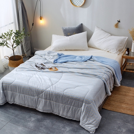 91家纺网 家纺一手货源 找家纺 羋多家纺 2020新款针织全棉&amp;凉感夏被 针织-蓝