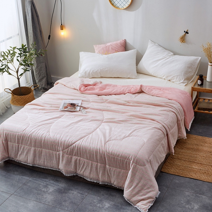 91家纺网 家纺一手货源 找家纺 羋多家纺 2020新款针织全棉&amp;凉感夏被 针织-粉