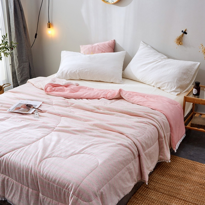 91家纺网 家纺一手货源 找家纺 羋多家纺 2020新款针织全棉&amp;凉感夏被 针织-粉