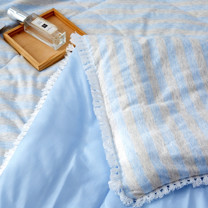 91家纺网 家纺一手货源 找家纺 羋多家纺 2020新款针织全棉&amp;凉感夏被 针织-蓝