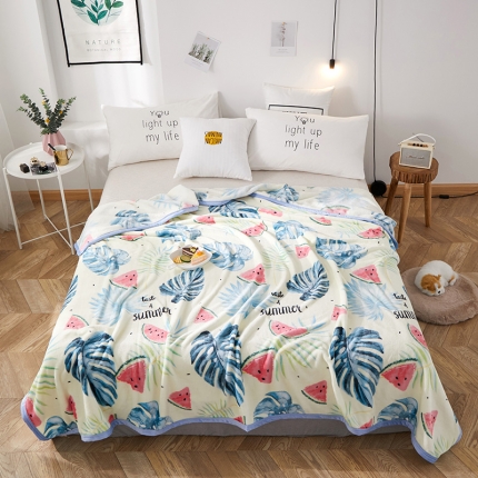 91家纺网 家纺一手货源 找家纺 羋多家纺 2023新款冰貂绒系列毛毯 夏日风情