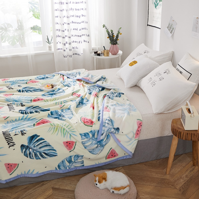 91家纺网 家纺一手货源 找家纺 羋多家纺 2023新款冰貂绒系列毛毯 夏日风情