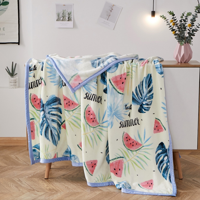 91家纺网 家纺一手货源 找家纺 羋多家纺 2023新款冰貂绒系列毛毯 夏日风情