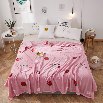 91家纺网 家纺一手货源 找家纺 羋多家纺 2023新款冰貂绒系列毛毯 小草莓