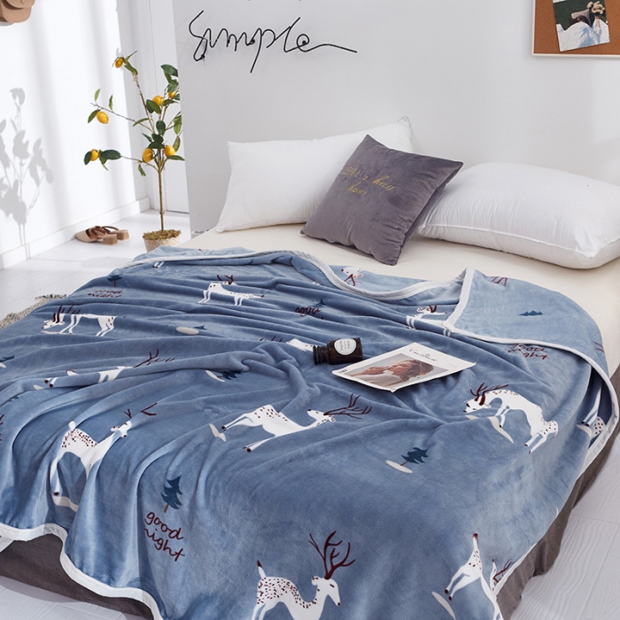 91家纺网 家纺一手货源 找家纺 羋多家纺 2023新款云貂绒系列毛毯 麋鹿