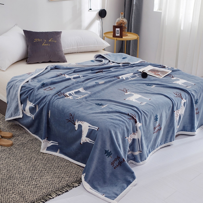 91家纺网 家纺一手货源 找家纺 羋多家纺 2023新款云貂绒系列毛毯 麋鹿